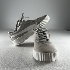 Puma Suede Platform Sneakers Womens 9.5 Taupe Flatform Streetwear Shoes